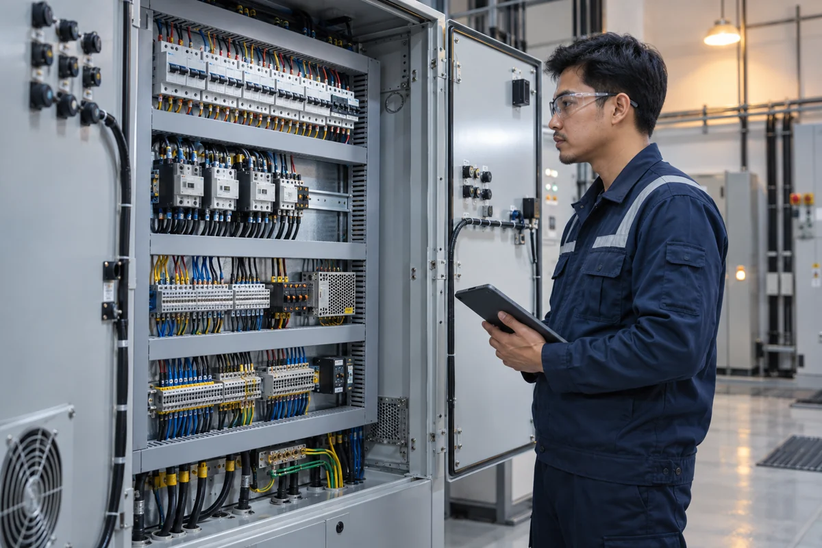 Ilustrasi pemeriksaan panel mekanikal dan elektrikal