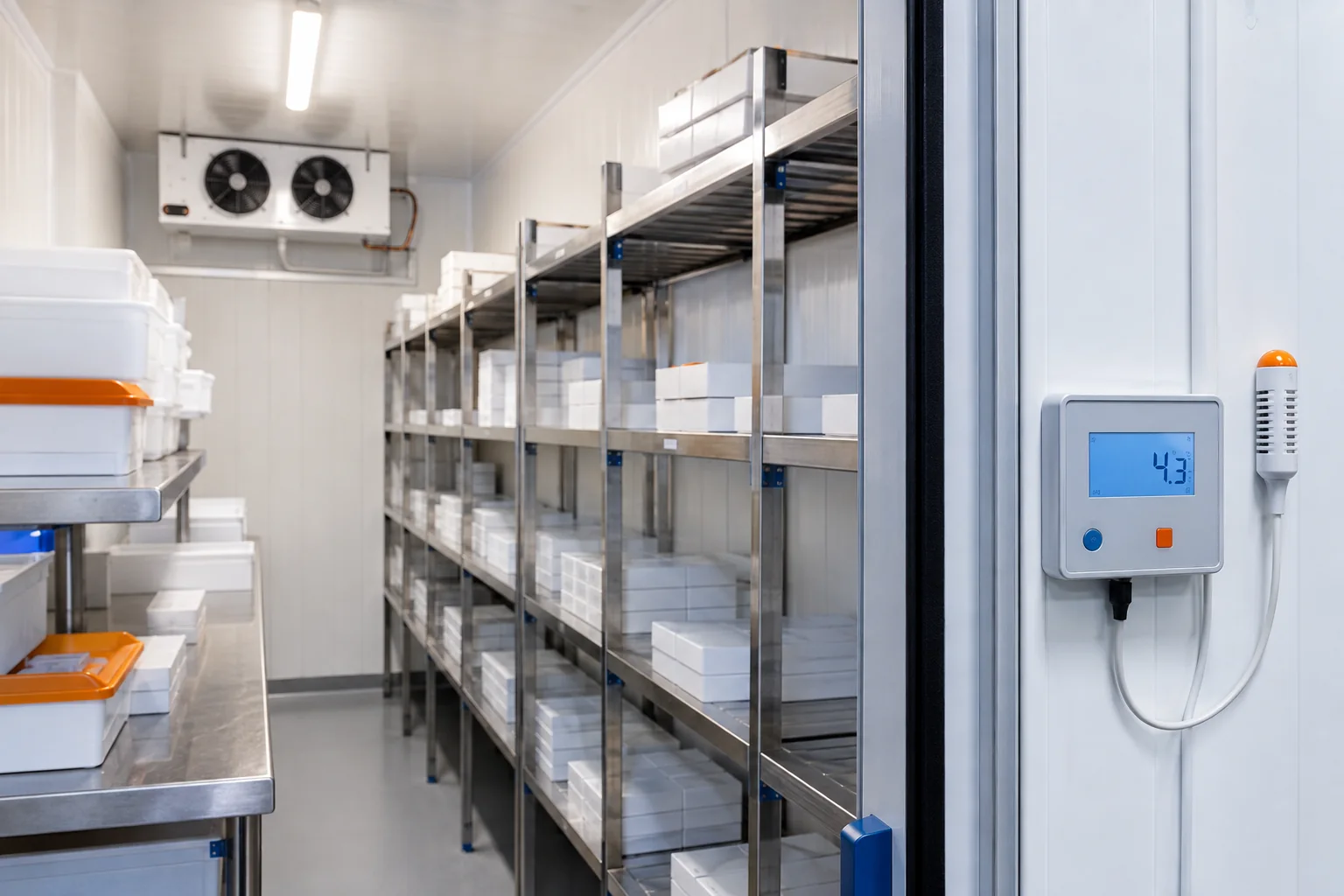 Cold room standar vaksin dengan sensor temperatur
