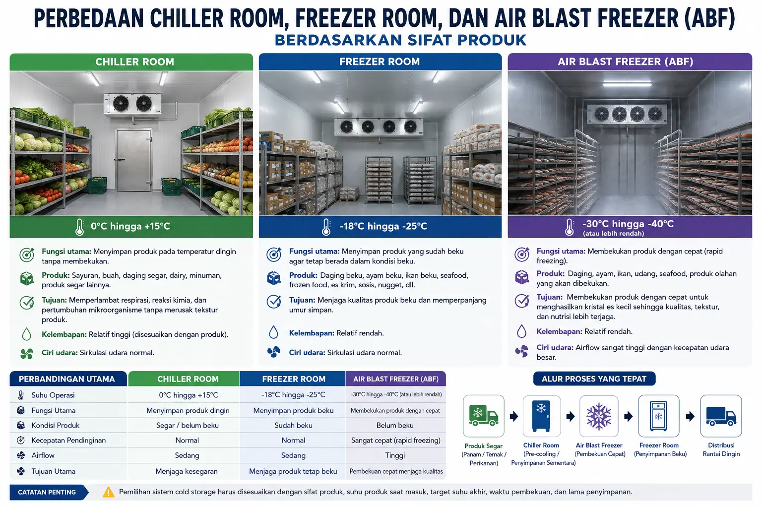 Perbedaan Chiller Room, Freezer Room, dan Air Blast Freezer (ABF)