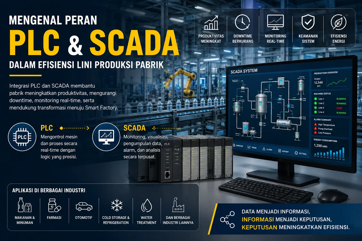 Mengenal Peran PLC dan SCADA dalam Efisiensi Lini Produksi Pabrik